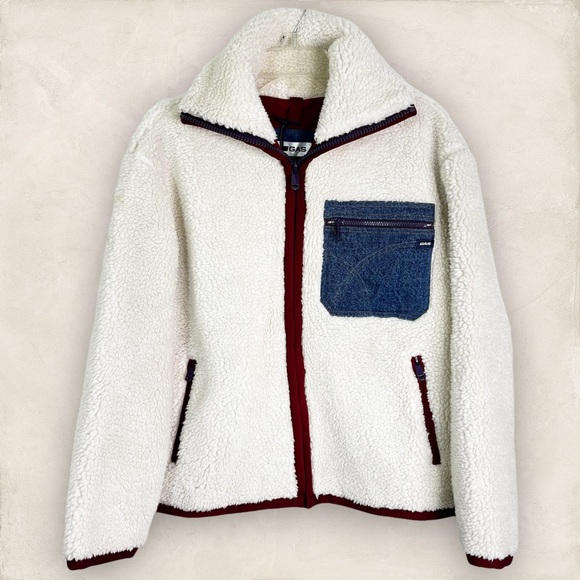 NWT GAS Eppie Teddy Ecofur Full Zip High Neck Jacket Ivory Men’s ? Size 40 - Picture 3 of 12